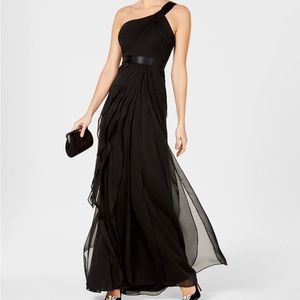 Adrianna Papell  one shoulder black dress